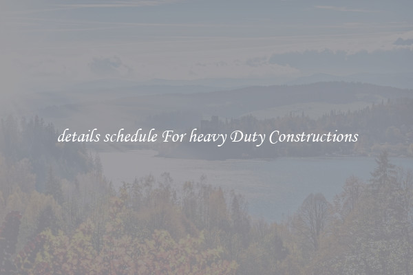 details schedule For heavy Duty Constructions