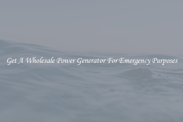 Get A Wholesale Power Generator For Emergency Purposes